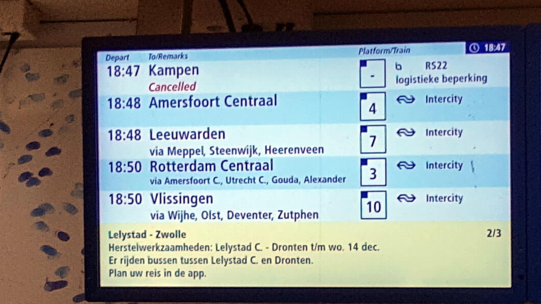 vertraging trein Zwolle Kampen